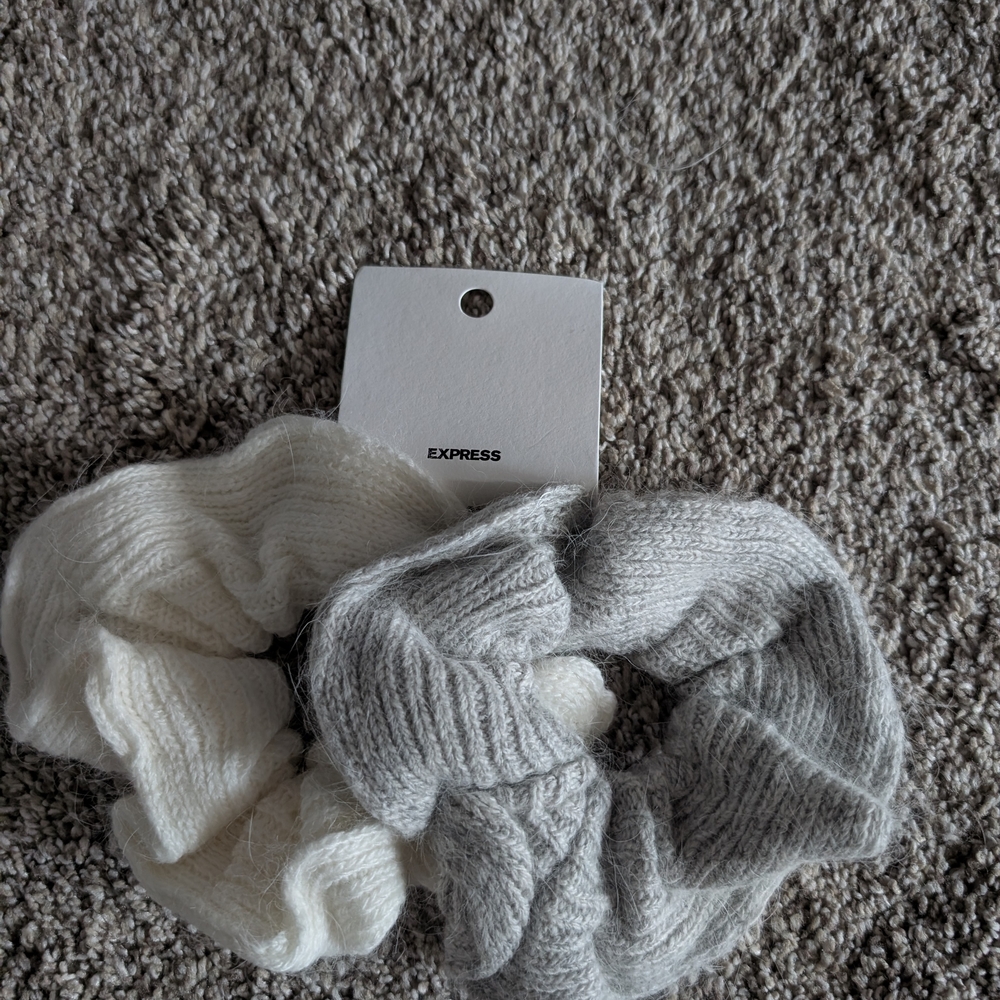 Express Gray and White Scrunchies